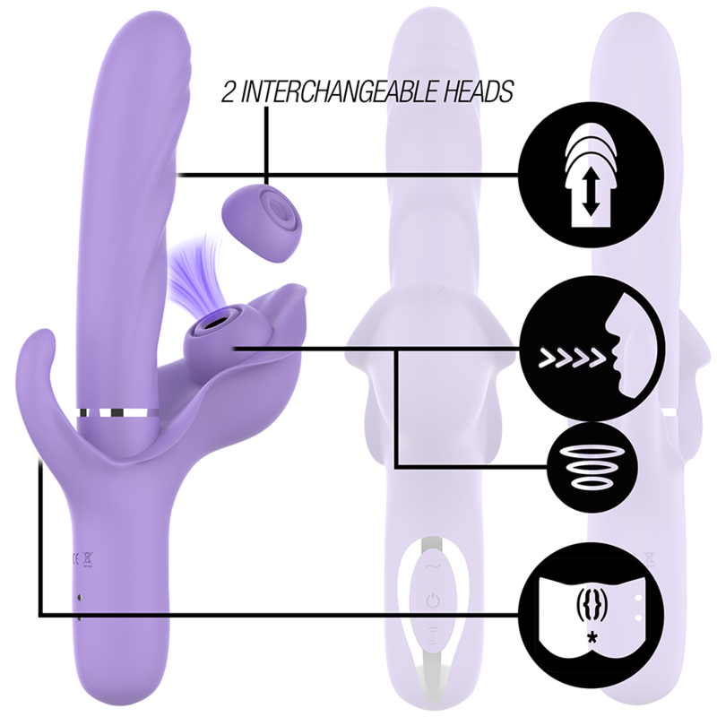 INTENSE - BILLIE VIBRATEUR MULTIFONCTION RECHARGEABLE ONDES STIMULANTES AVEC BOUTON POUSSOIR VIOLET