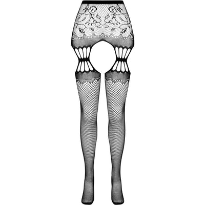 PASSION - COLLANT NOIR AVEC JARRETIÈRE S027 TAILLE UNIQUE
