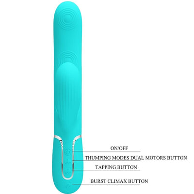 PRETTY LOVE - PERLITA VIBRATEUR MULTIFONCTION 3 EN 1 POINT G VERT AQUA