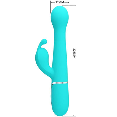 PRETTY LOVE - VIBRATEUR DEJON RABBIT 3 EN 1 MULTIFONCTION VERT AQUA