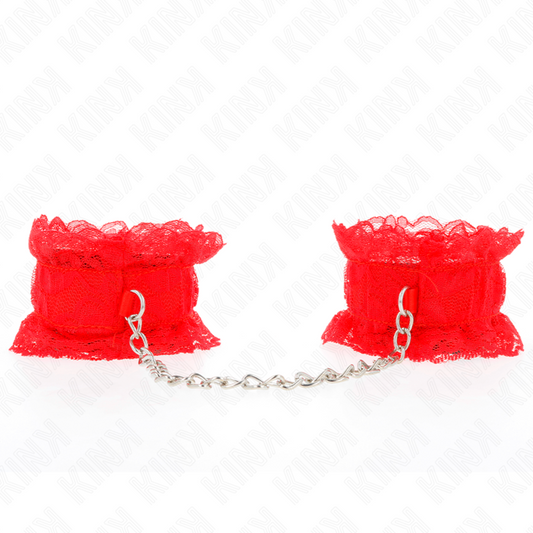 KINK - ATTENTES-POIGNETS ÉLASTIQUES EN DENTELLE ROUGE