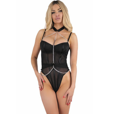 LIVCO CORSETTI FASHION - PEIGNOIR + CHEMISE + STRING MELISENDA CF 1709 NOIR S