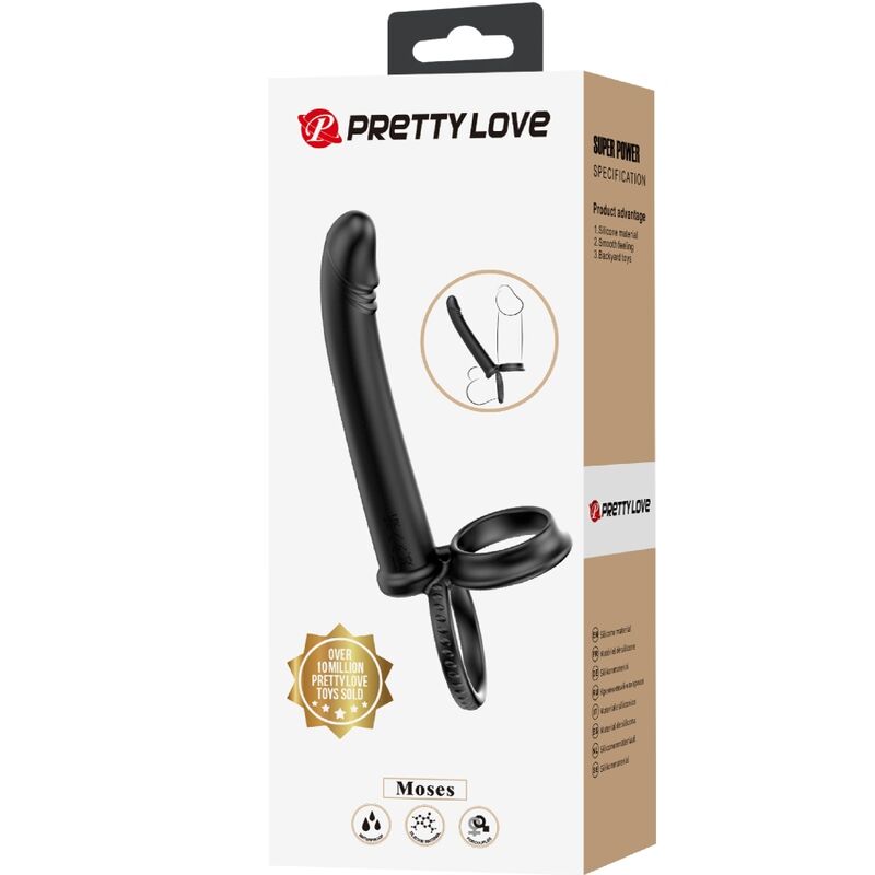 PRETTY LOVE - DILLION DOUBLE PÉNÉTRATION DOUBLE ANNEAU PÉNAL NOIR