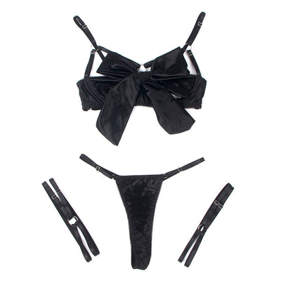 SUBBLIME - 955205 ENSEMBLE SOUTIEN-GORGE AVEC NŒUD NOIR RÉGLABLE L/XL