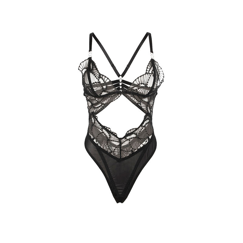 SUBBLIME - 955229 BODY TRANSPARENT AVEC DENTELLE CREUSE NOIR L/XL