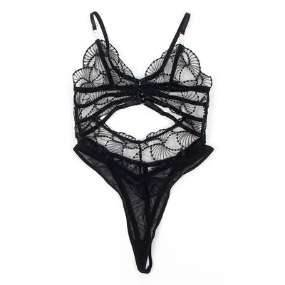 SUBBLIME - 955229 BODY TRANSPARENT AVEC DENTELLE CREUSE NOIR L/XL