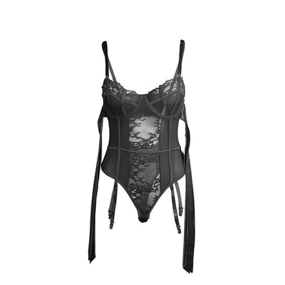 SUBBLIME - 955502 BODY EN DENTELLE AVEC NŒUDS ET JARRETELLES NOIR L/XL