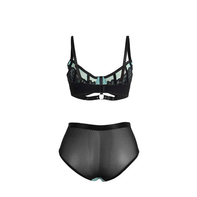 SUBBLIME - 955564 ENSEMBLE SOUTIEN-GORGE À FERMETURE ÉCLAIR EN CUIR VERNI VERT L/XL