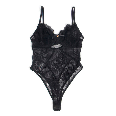 SUBBLIME - 955625 BODY EN DENTELLE AVEC FERMETURE EN BAS NOIR L/XL